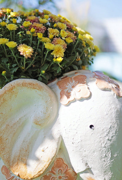 Animal Statue for Garden Ornaments, Oversized Modern Garden Flower Pot, Extra Large Elephant Garden Flowerpots, Resin Statue for Garden, Villa Outdoor Garden Flower Pots-Silvia Home Craft