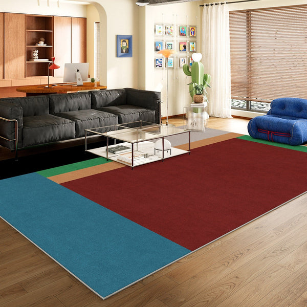 Living Room Rug Ideas, Mid Century Modern Rugs, Contemporary Modern Rugs for Dining Room, Bedroom Modern Floor Carpet, Blue Modern Rug Designs-Silvia Home Craft