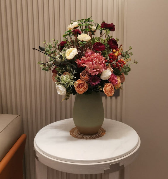 Amazing Artificial Floral Arrangement for Bedroom, Modern Large Bunch of Flowers Arrangement Interior Design, Creative Faux Silk Floral Bouquet Table Centerpiece-Silvia Home Craft