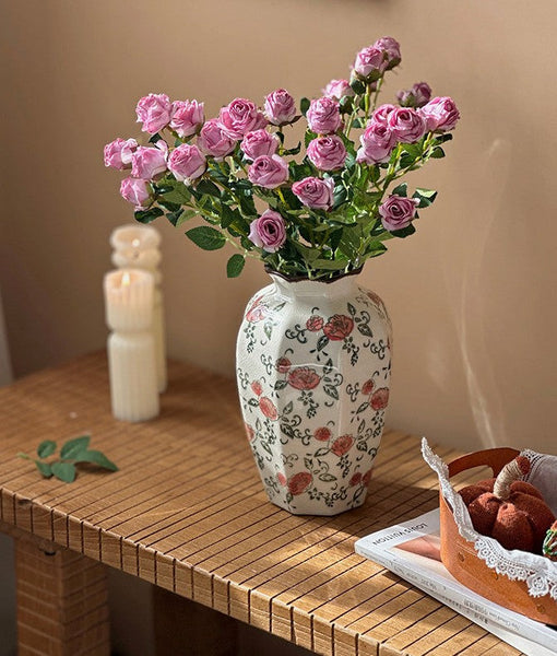 Rustic Porcelain Flower Vases, Handmade Water Holding Flower Vases, Ceramic Bouquet Vases, Tall Flower Vases on Table-Silvia Home Craft