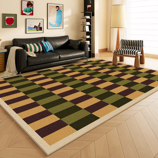 Mid Century Modern Rugs, Colorful Modern Rugs for Bedroom, Modern Living Room Rug Ideas, Geometric Contemporary Area Rugs-Silvia Home Craft