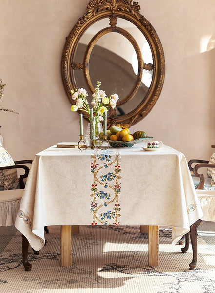 Spring Flower Table Covers for Round Table, Large Modern Rectangle Tablecloth for Dining Table, Farmhouse Table Cloth for Oval Table, Square Tablecloth for Kitchen-Silvia Home Craft