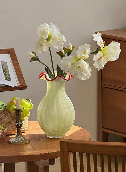 French Vintage Glass Flower Vases, Glass Bud Vases, Flower Vases on Table, Handmade Water Holding Flower Vases-Silvia Home Craft