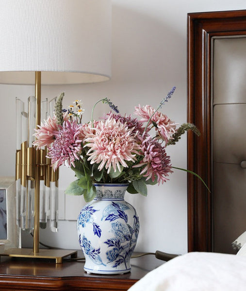 Porcelain Flower Vases, Centerpiece Ceramic Bouquet Vases, Handmade Flower Vase, Vintage Flower Vases on Dining Table-Silvia Home Craft