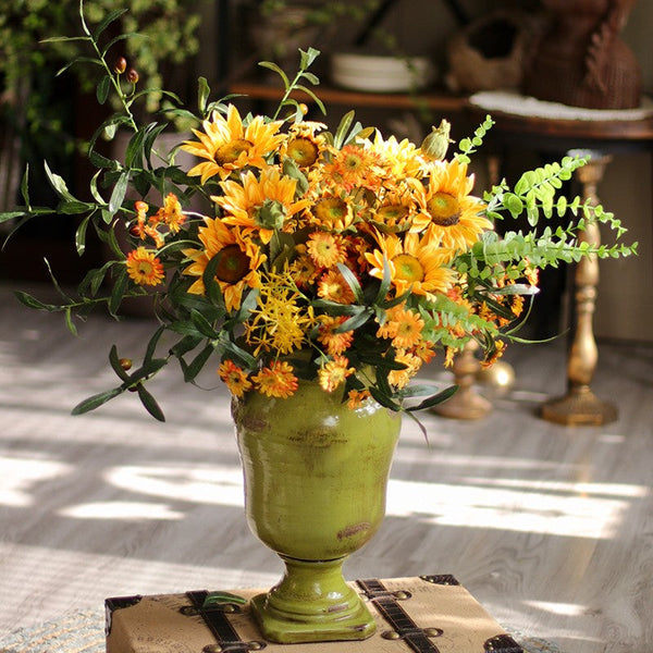 Large Bunch of Yellow Sunflowers, Unique Floral Arrangement for Home Decoration, Table Centerpiece, Real Touch Artificial Flowers for Living Room-Silvia Home Craft