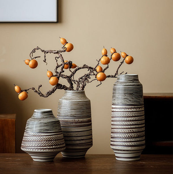 Modern Bouquet Flower Vases, Centerpiece on Dining Table, Handmade Pottery Flower Vases Urn, Water Holding Flower Vases, Large Flower Vase on Table-Silvia Home Craft