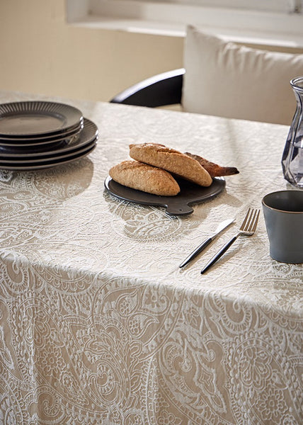 Simple Modern Rectangle Tablecloth for Dining Room Table, Cotton and Linen Flower Pattern Table Covers for Round Table, Square Tablecloth for Kitchen-Silvia Home Craft
