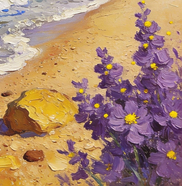 Original Small Paintings on Canvas, Seashore Beach, Small Landscape Paintings, Small Paintings on Canvas, Hand Painted Canvas Art, Palette Knife Impasto Paintings-Silvia Home Craft
