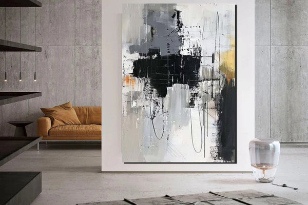 Large Paintings Behind Sofa, Large Painting for Living Room, Acrylic Paintings on Canvas, Heavy Texture Painting, Buy Paintings Online-Silvia Home Craft