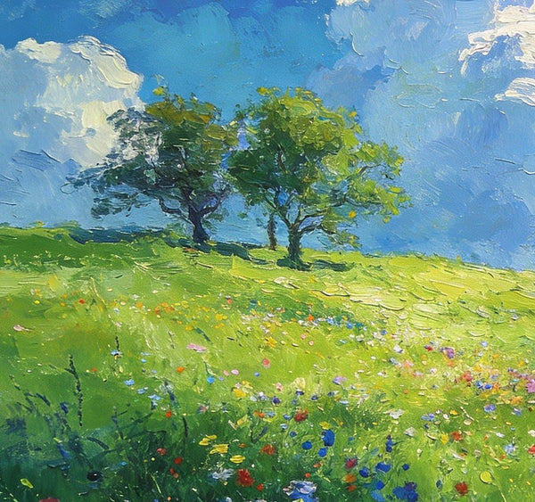 Clouds Over Verdant Hills, On Canvas Small Paintings, Hand Painted Canvas Art, Original Wall Art Paintings, Original Artwork Small Paintings, Small Landscape Paintings-Silvia Home Craft