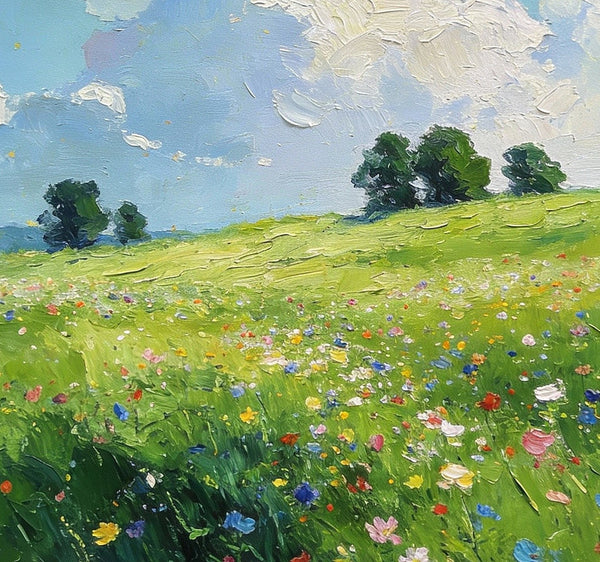Small Wall Paintings, Green Hills and Blue Sky, Original Small Paintings, Small Oil Paintings, Landscape Artwork Small Paintings-Silvia Home Craft