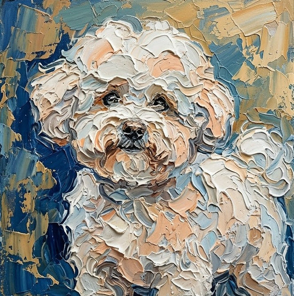 Bichon Frise Dog Portrait, Abstract Pet Portrait Painting, Hand Painted Canvas Art, Impasto Artwork, Original Acrylic Paintings, Heavy Texture Painting, Small Art on Canvas-Silvia Home Craft