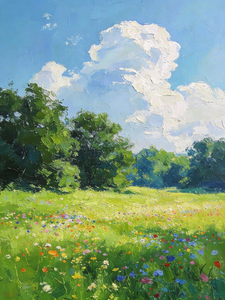 Small Oil Paintings, A Verdant Hillside in Summer, Original Small Paintings, Small Wall Paintings, Landscape Artwork Small Paintings-Silvia Home Craft