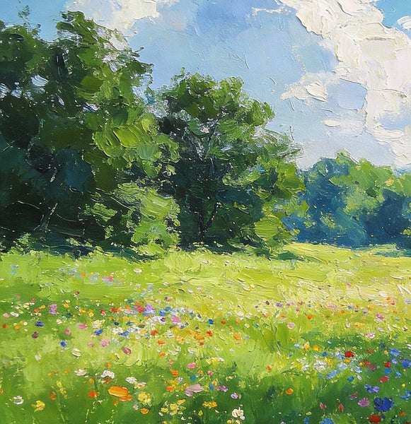 Small Oil Paintings, A Verdant Hillside in Summer, Original Small Paintings, Small Wall Paintings, Landscape Artwork Small Paintings-Silvia Home Craft