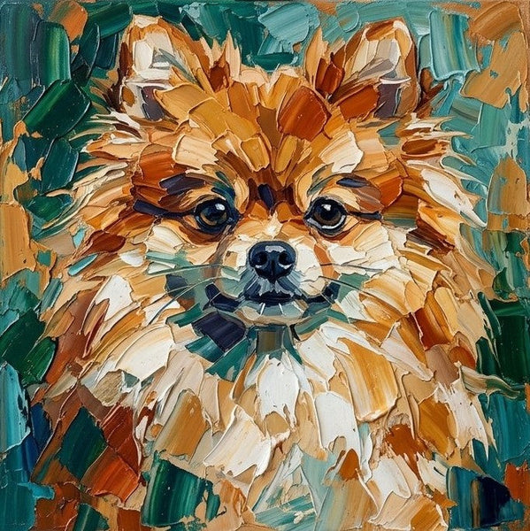 Pomeranian Dog Portrait, Abstract Pet Portrait Painting, Hand Painted Canvas Art, Original Acrylic Paintings, Impasto Artwork, Heavy Texture Painting, Small Art on Canvas-Silvia Home Craft