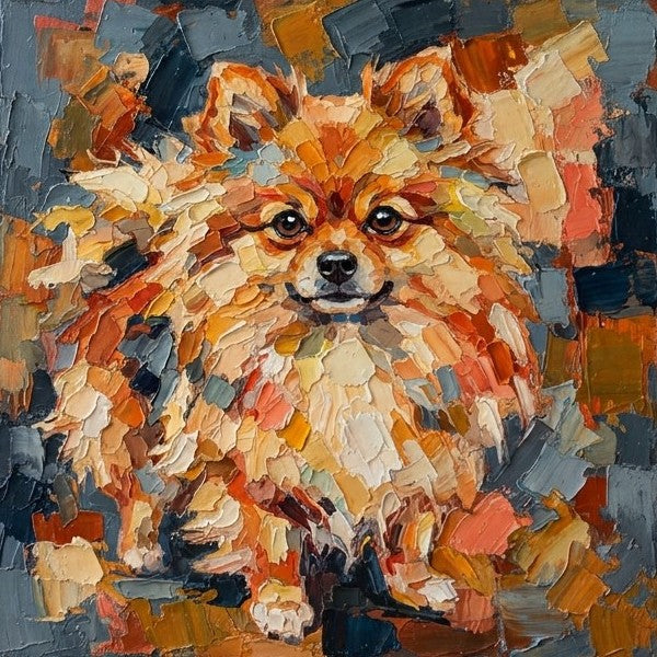 Hand Painted Canvas Art, Pomeranian Dog Portrait, Abstract Pet Portrait Painting, Original Acrylic Paintings, Impasto Artwork, Heavy Texture Painting, Small Art on Canvas-Silvia Home Craft