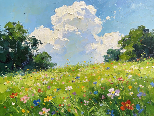 Hand Painted Canvas Art, A Wild Bloom in Spring, Heavy Texture Wall Art Paintings, Original Oil Paintings, Small Landscape Paintings, On Canvas Small Paintings-Silvia Home Craft