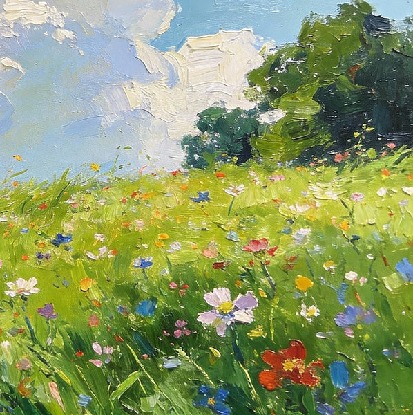 Hand Painted Canvas Art, A Wild Bloom in Spring, Heavy Texture Wall Art Paintings, Original Oil Paintings, Small Landscape Paintings, On Canvas Small Paintings-Silvia Home Craft