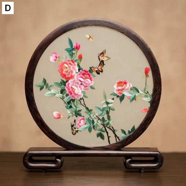 Unique Birthday Gift, Traditional Chinese Suzhou Embroidery Ornament, Exclusive Business Present Flower and Butterfly Embroidered Decor, Premium Souvenir-Silvia Home Craft