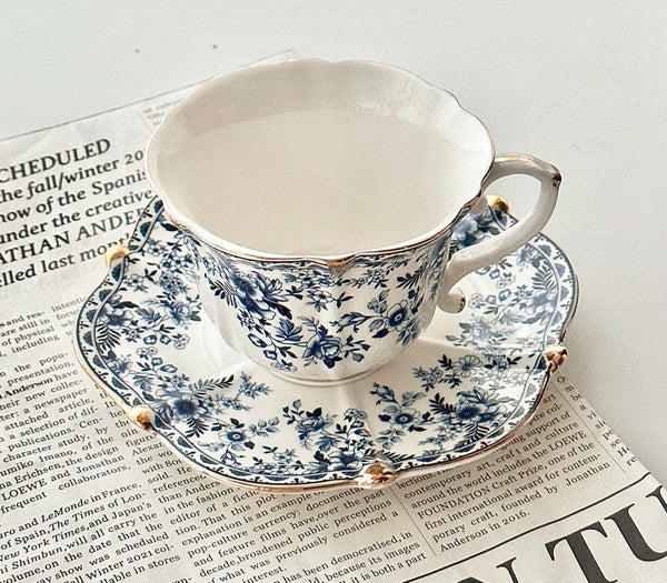 French Style China Porcelain Tea Cup Set, Unique Tea Cup and Saucers, Royal Ceramic Cups, Elegant Vintage Ceramic Coffee Cups for Afternoon Tea-Silvia Home Craft