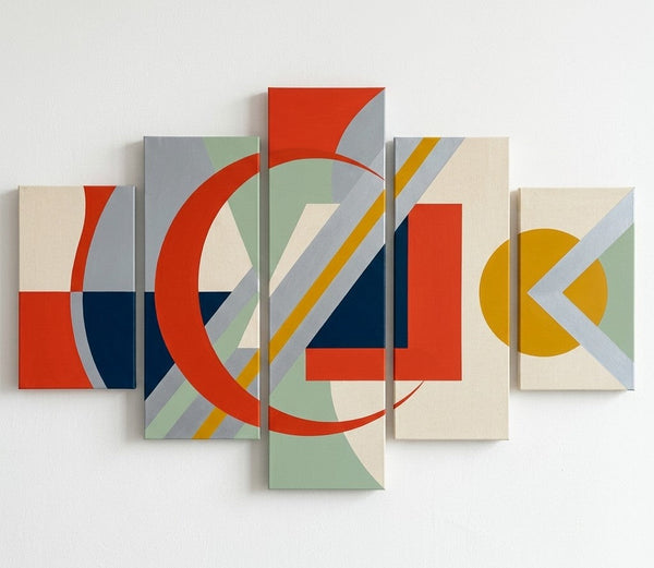 Colorful Abstract Paintings, Geometric Modern Art, Hand Painted Acrylic Art, Contemporary Canvas Paintings-Silvia Home Craft