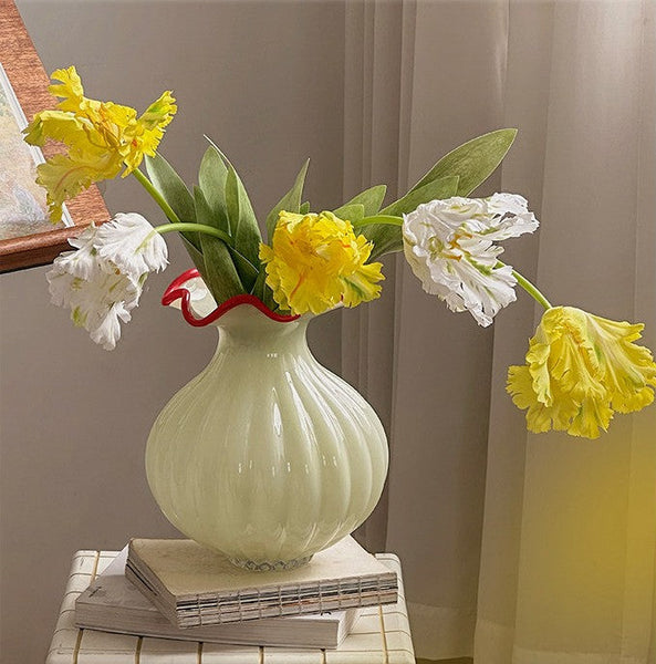 French Vintage Glass Flower Vases, Glass Bud Vases, Flower Vases on Table, Handmade Water Holding Flower Vases-Silvia Home Craft