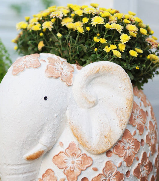 Villa Outdoor Garden Flower Pots, Oversized Modern Garden Flower Pot, Extra Large Elephant Garden Flowerpots, Animal Statue for Garden Ornaments, Resin Statue for Garden-Silvia Home Craft