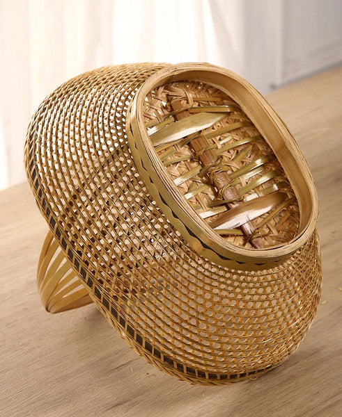 Natural Hand-woven Bamboo Basket, Extra Large Picnic Food Basket with Handle, Lovely Bamboo Baskets for Vegetable, Natural Fruit Basket Kitchen Storage Baskets-Silvia Home Craft