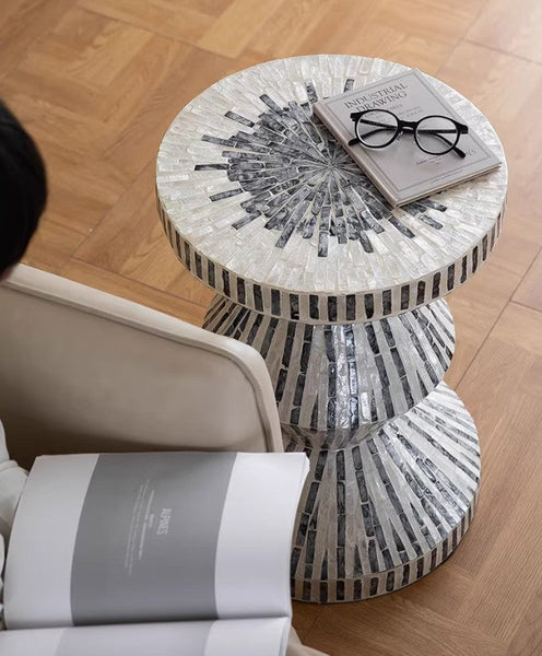 Shell Small Sofa Side Table, Bedside Small Side Table, Portable Casual Side Table, Contemporary Round Side Table, Creative Coffee Table