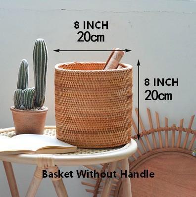 Small Rattan Storage Basket, Round Storage Basket, Woven Storage Basket, Kitchen Storage Baskets-Silvia Home Craft