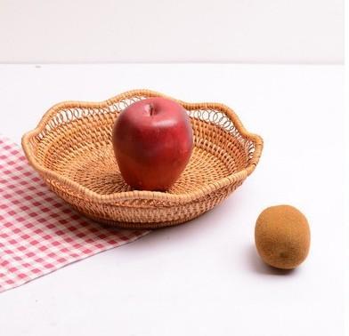 Rattan Storage Basket, Fruit Basket, Woven Round Storage Basket, Kitchen Storage Baskets, Storage Basket for Dining Room-Silvia Home Craft