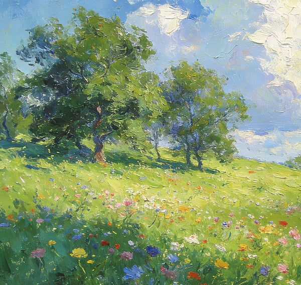 Hand Painted Canvas Art, Little Cottage on a Verdant Hillside, Original Wall Paintings, Small Landscape Paintings, Original Artwork Small Paintings, On Canvas Small Wall Paintings-Silvia Home Craft