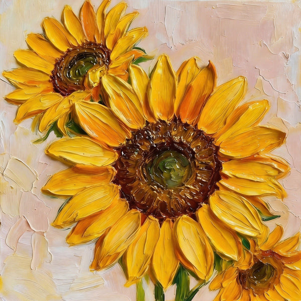 Hand Painted Canvas Art, Small Canvas Artwork, Sunflowers Still Life Painting, Original Acrylic Flower Paintings, Impasto Artwork-Silvia Home Craft