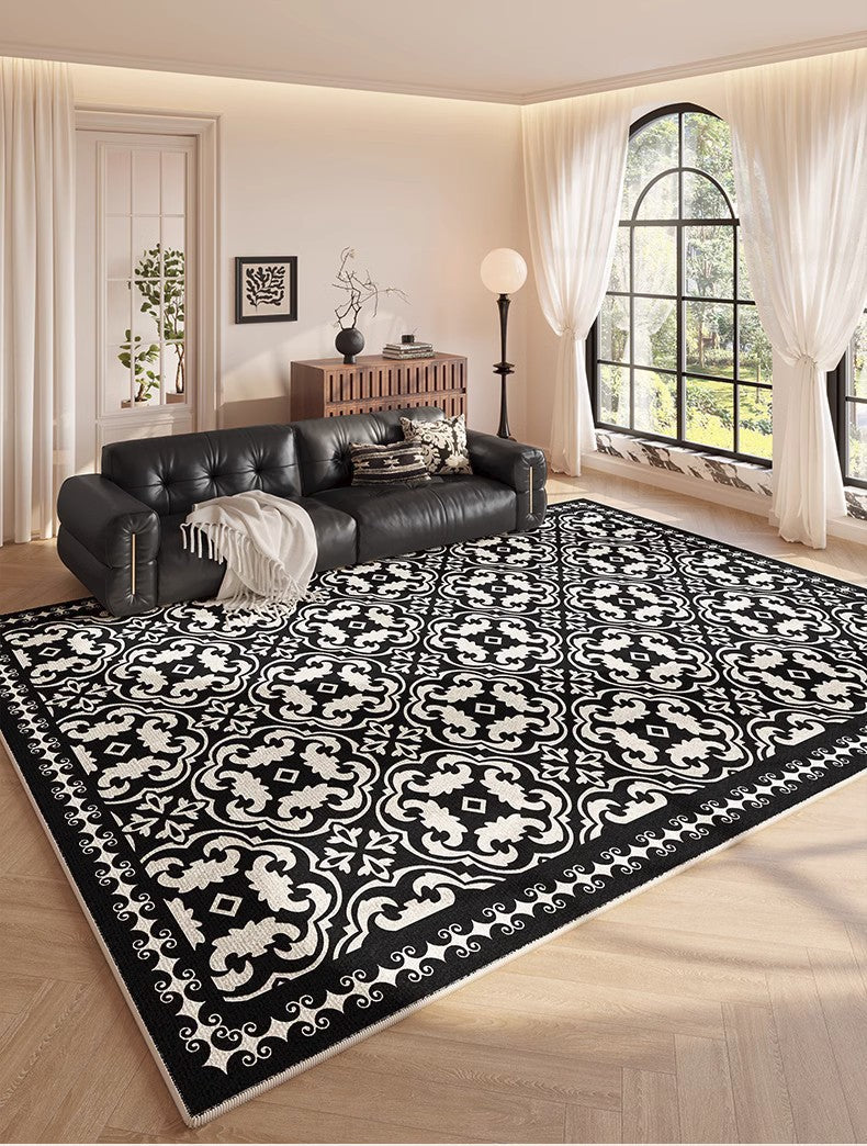 Modern Rugs Under Dining Room Table, Abstract Design Carpet, Stain Resistant Floor Cover