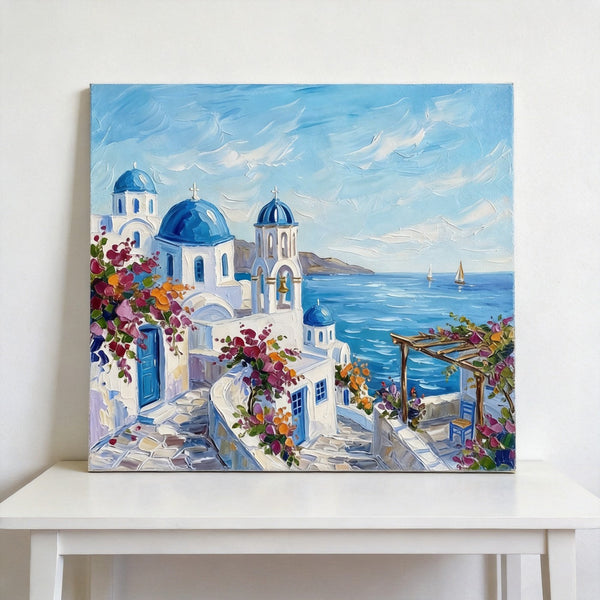 The Scenery of the Aegean Sea, Small Art on Canvas, Hand Painted Canvas Art, Original Acrylic Paintings, Impasto Artwork, Heavy Texture Painting, Original Lanscape Art-Silvia Home Craft