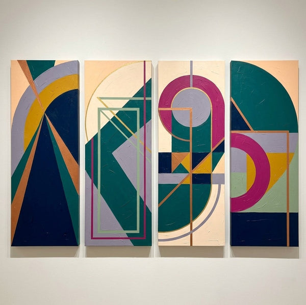Large Modern Contemporary Paintings, Hand Painted Canvas Art, Multi Panel Wall Art Paintings, Geometric Abstract Artwork-Silvia Home Craft