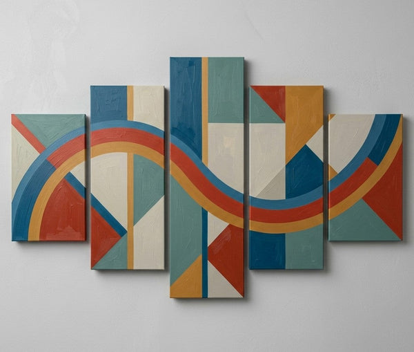 Bedroom Contemporary Canvas Paintings, Colorful Abstract Paintings, Geometric Modern Art, Hand Painted Acrylic Art-Silvia Home Craft