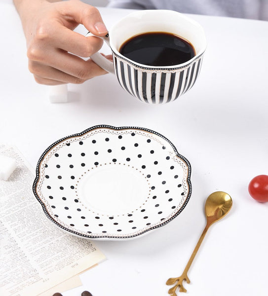 Creative Bone China Porcelain Tea Cup Set, Elegant Modern Ceramic Coffee Cups, Unique Porcelain Cup and Saucer, Afternoon British Tea Cups-Silvia Home Craft