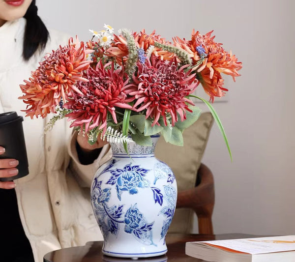 Handmade Flower Vase, Vintage Flower Vases on Dining Table, Porcelain Flower Vases, Centerpiece Ceramic Bouquet Vases-Silvia Home Craft