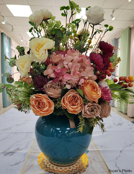 Amazing Artificial Floral Arrangement for Bedroom, Modern Large Bunch of Flowers Arrangement Interior Design, Creative Faux Silk Floral Bouquet Table Centerpiece-Silvia Home Craft
