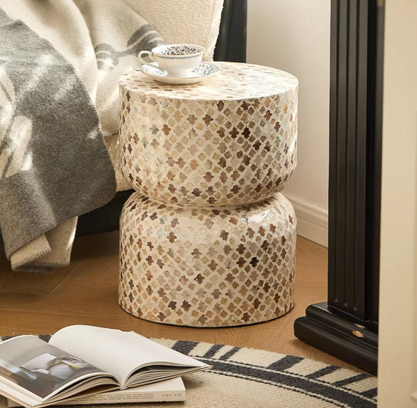 Elegant Small End Table, Modern Side Table, Contemporary Bedside Table, Bedside Small Side Table, Creative Coffee Table, Contemporary Side Table, Portable Casual Side Table, Shell Small Sofa Side Table-Silvia Home Craft