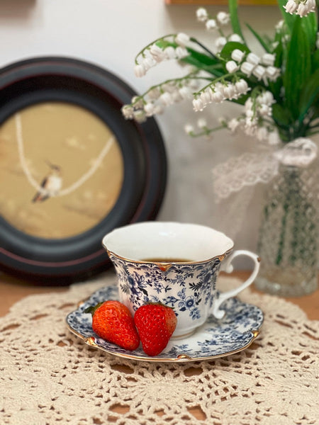 French Style China Porcelain Tea Cup Set, Unique Tea Cup and Saucers, Royal Ceramic Cups, Elegant Vintage Ceramic Coffee Cups for Afternoon Tea-Silvia Home Craft