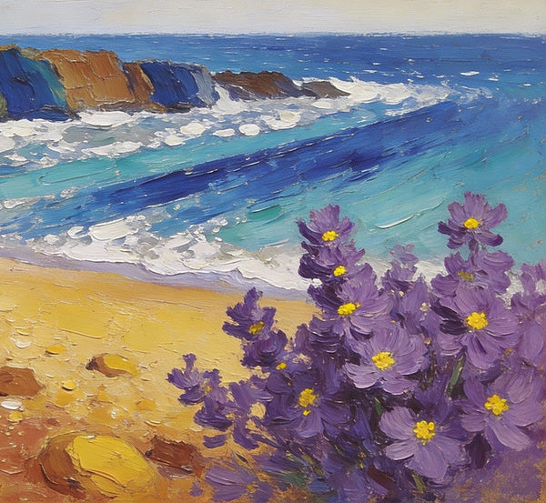 Small Wall Paintings, Seashore Beach Painting, Simple Painting Ideas, Landscape Canvas Paintings, On Canvas Small Paintings, Impasto Wall Art Paintings-Silvia Home Craft