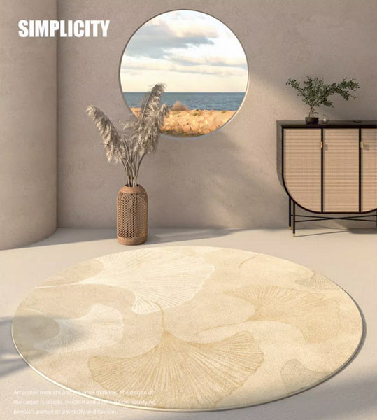 Entryway Round Rugs, Circular Modern Rugs under Coffee Table, Modern Round Rugs for Dining Room, Abstract Contemporary Round Rugs under Sofa-Silvia Home Craft
