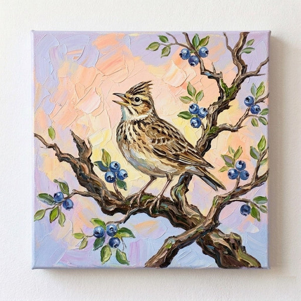 Hand Painted Canvas Art, Abstract Lark Bird Painting, Original Acrylic Paintings, Small Art on Canvas, Impasto Artwork, Heavy Texture Painting, Ready to Hang-Silvia Home Craft