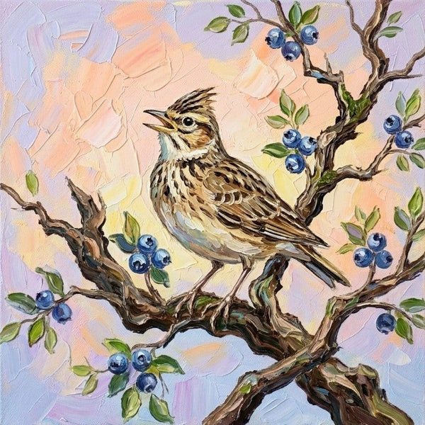 Hand Painted Canvas Art, Abstract Lark Bird Painting, Original Acrylic Paintings, Small Art on Canvas, Impasto Artwork, Heavy Texture Painting, Ready to Hang-Silvia Home Craft