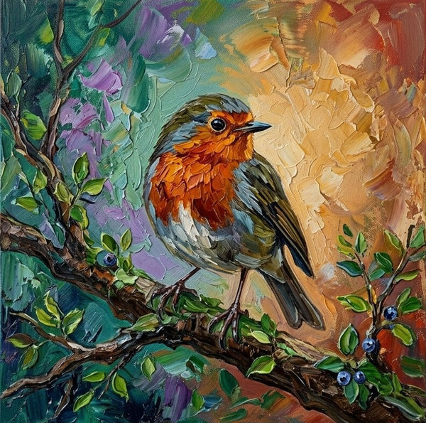 Impasto Artwork, Abstract Robin Bird Painting, Original Acrylic Paintings, Hand Painted Canvas Art, Small Art on Canvas, Heavy Texture Painting, Ready to Hang-Silvia Home Craft