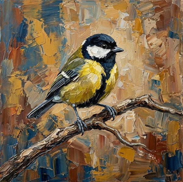 Chickadee Bird Painting, Heavy Texture Painting, Ready to Hang Painting, Impasto Artwork, Original Acrylic Paintings, Hand Painted Canvas Art, Small Art on Canvas-Silvia Home Craft