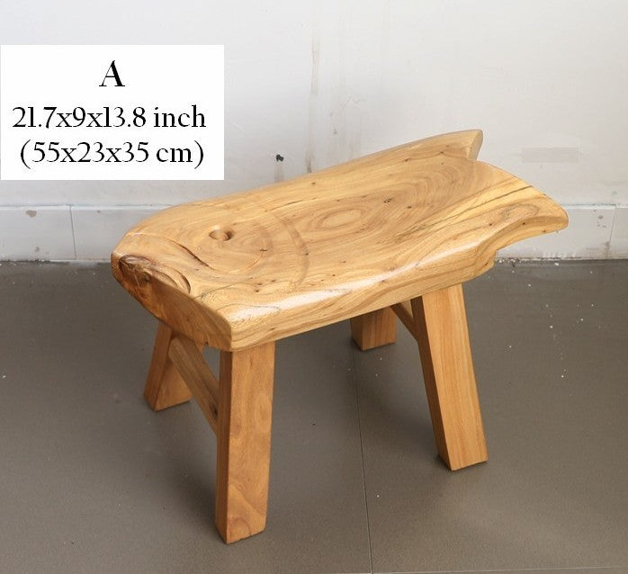 Children's Wooden Stool, Sofa Stool, Dining Table Stool, Handmade Solid Wood low Stool, Creative Shoe-changing Stool, Old Elm Wood Stool-Silvia Home Craft