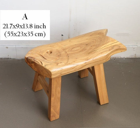 Children's Wooden Stool, Sofa Stool, Dining Table Stool, Handmade Solid Wood low Stool, Creative Shoe-changing Stool, Old Elm Wood Stool-Silvia Home Craft